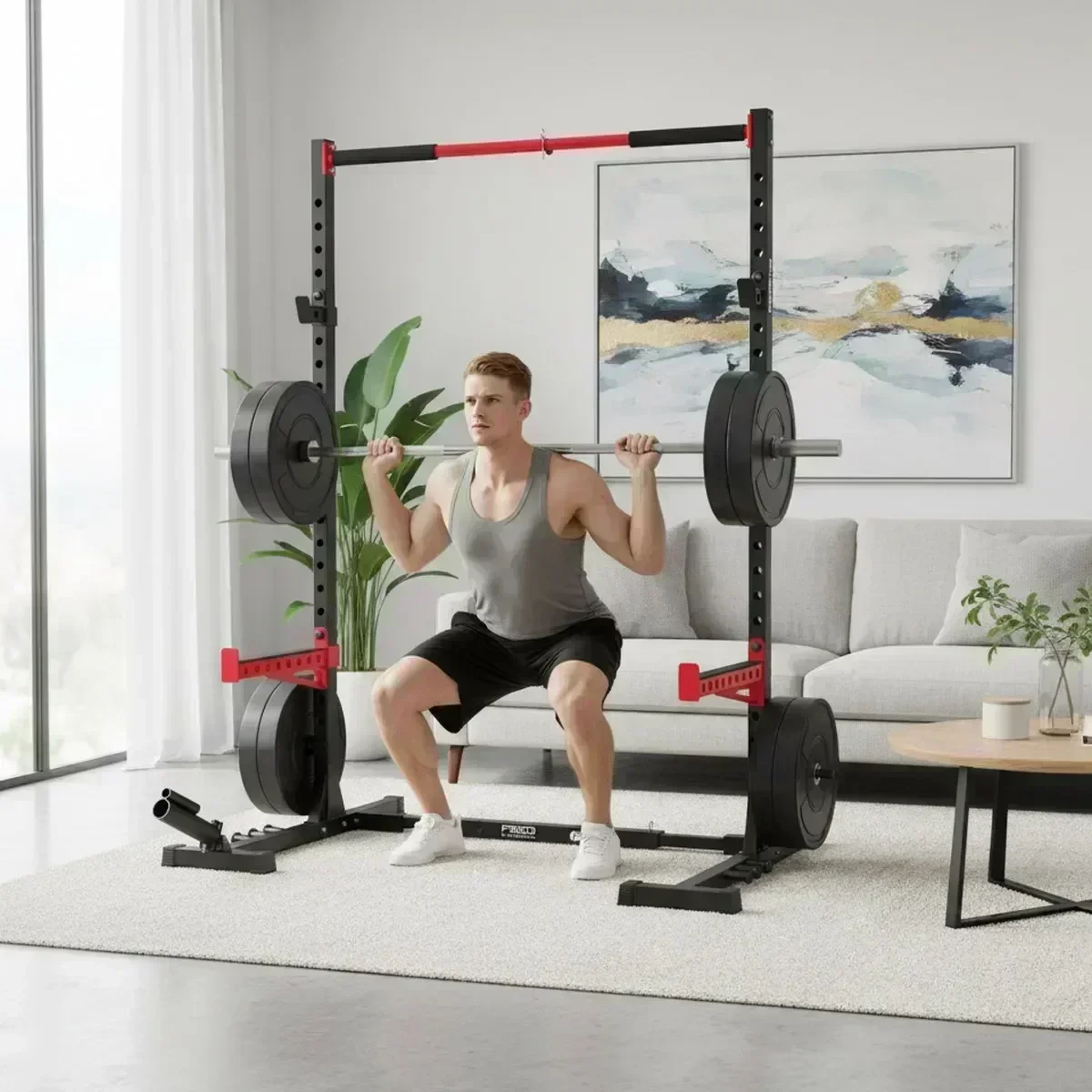Home Bar And Gym - Adjustable Home Gym Squat Rack with
