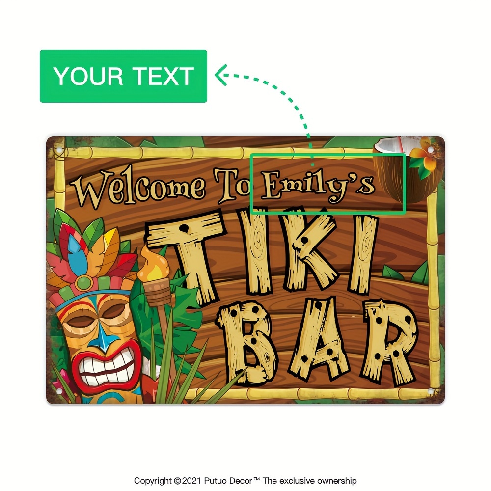 Home Bar And Kitchen - Custom Decor Tiki Bar Sign, Personalized