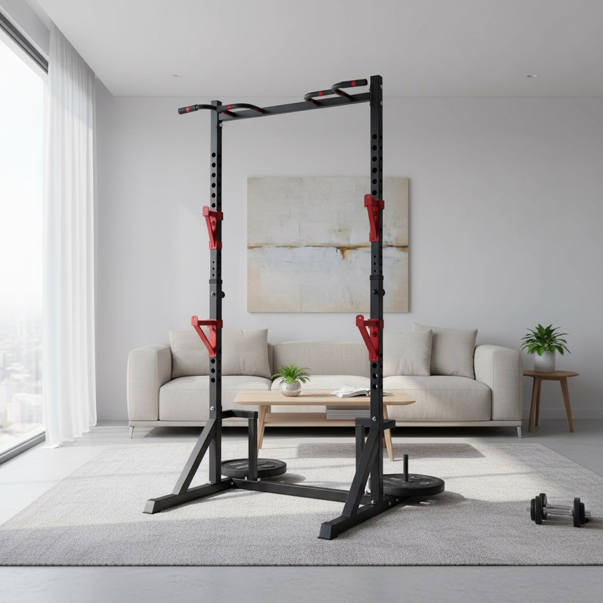 Adjustable Power Rack with Pul - Home Bar And Gym review and price