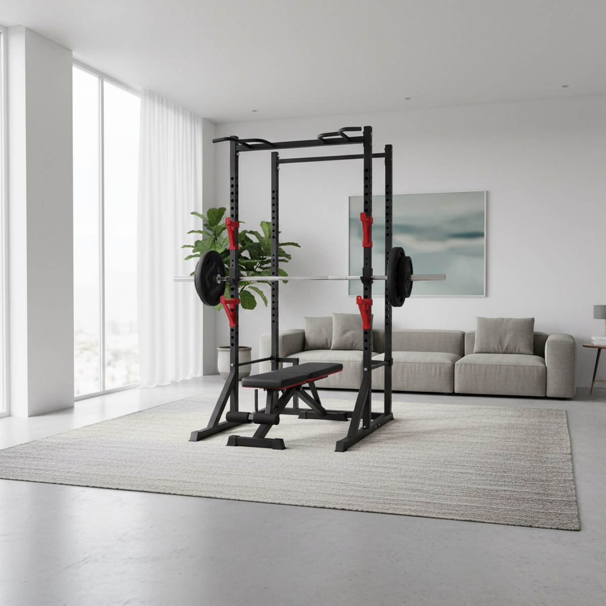 Adjustable Power Rack with Pul - Home Bar And Gym review and price