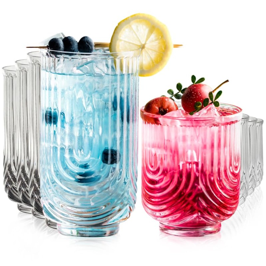 Art Deco Cocktail Glasses, Rib - Highball Glass Set review and price