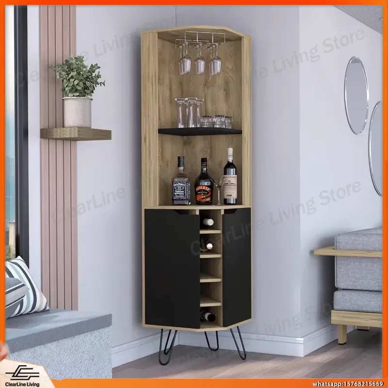 Corner Bar Cabinet with 6 Buil - Home Bar Shelves review and price
