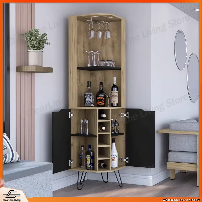 Corner Bar Cabinet with 6 Buil - Home Bar Shelves review and price