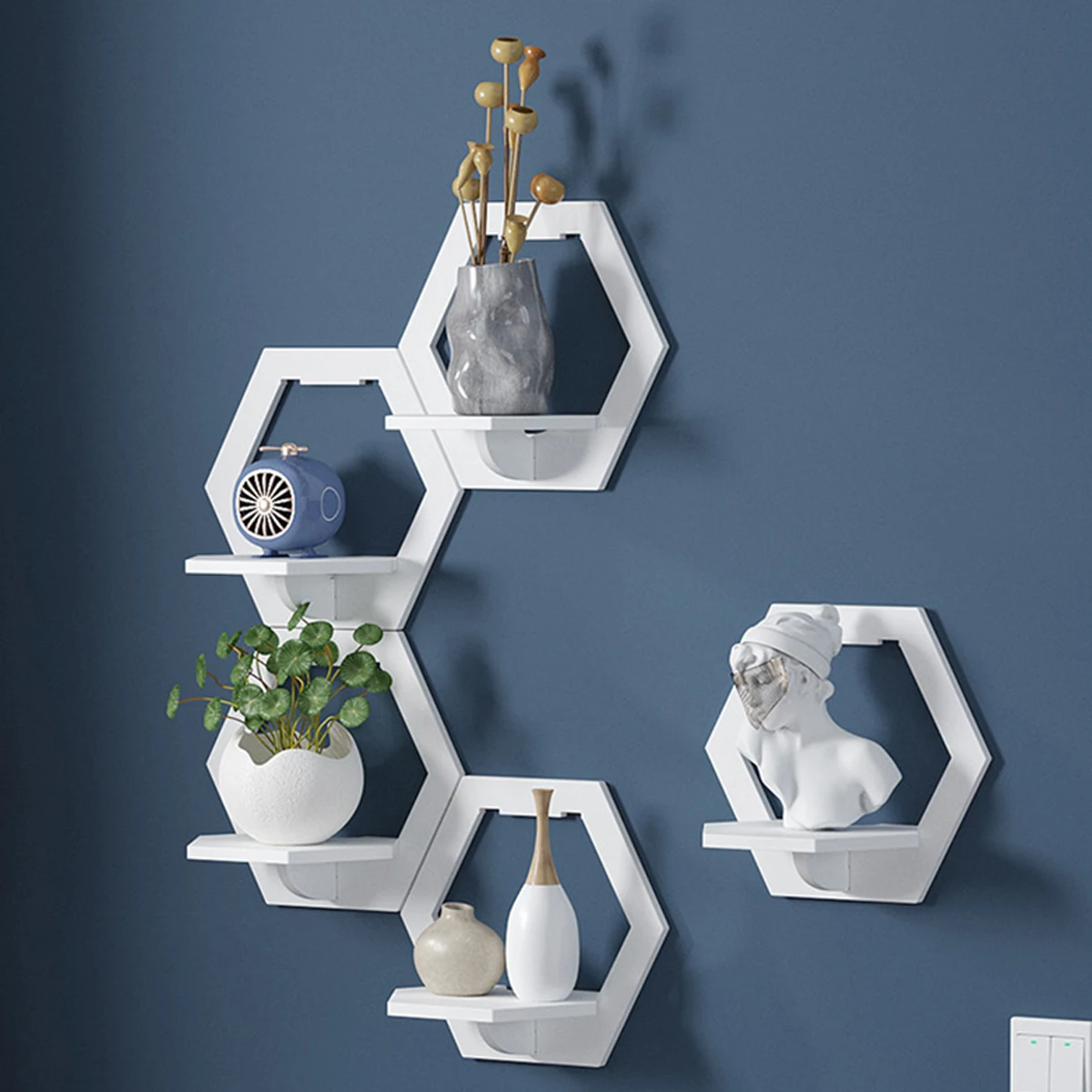 3Pcs Hexagon Wall Shelf Punch  - Home Bar Shelves review and price