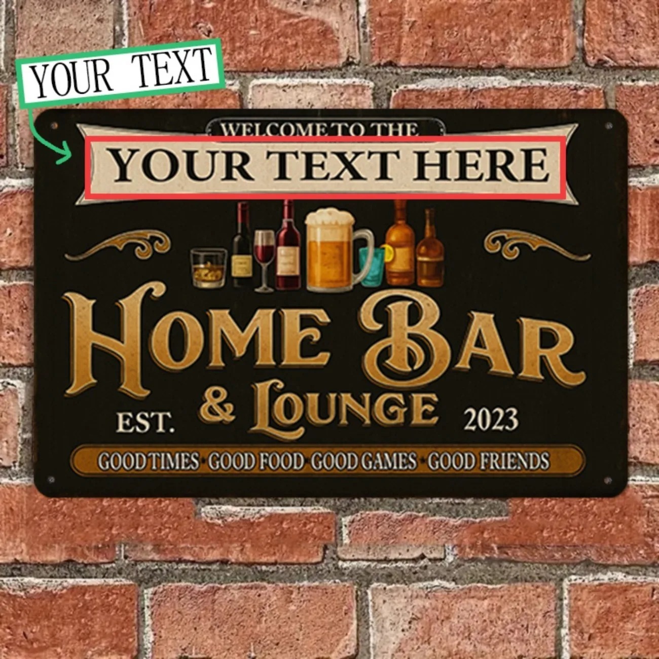 Custom Text Vintage Home Bar & - Home Bar Lounge review and price