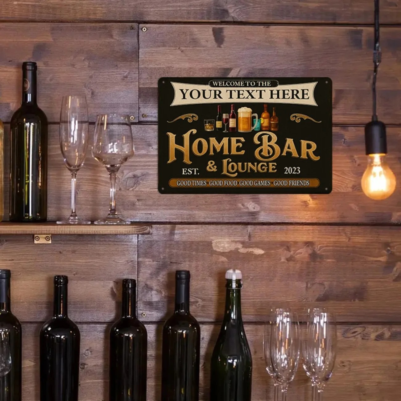 Custom Text Vintage Home Bar & - Home Bar Lounge review and price