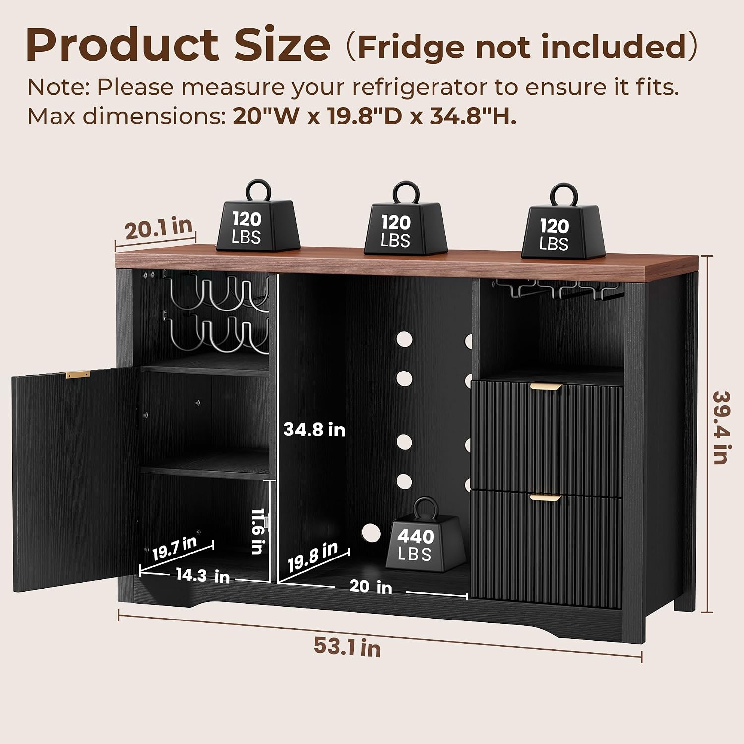 Coffee Bar Cabinet with Mini F - Home Bar And Fridge review and price
