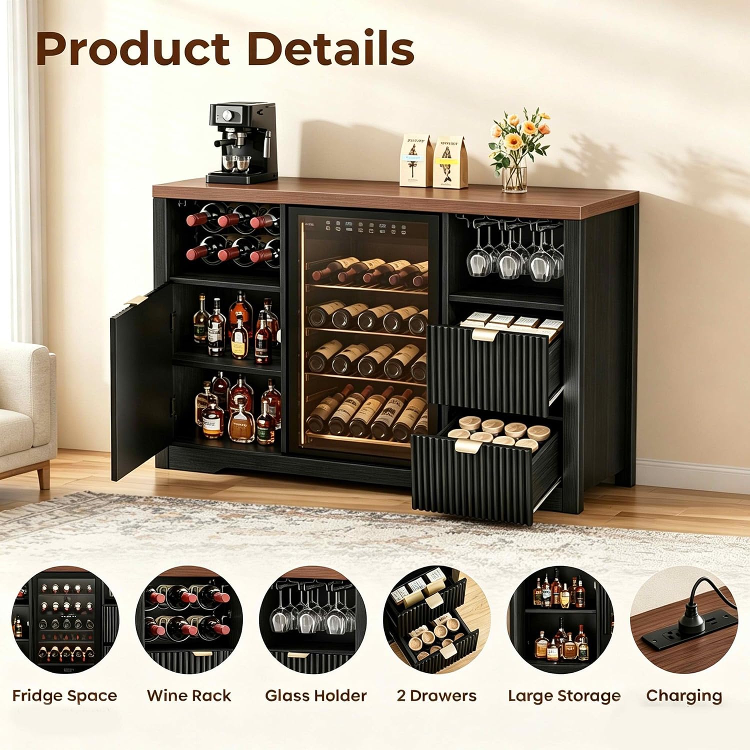 Coffee Bar Cabinet with Mini F - Home Bar And Fridge review and price