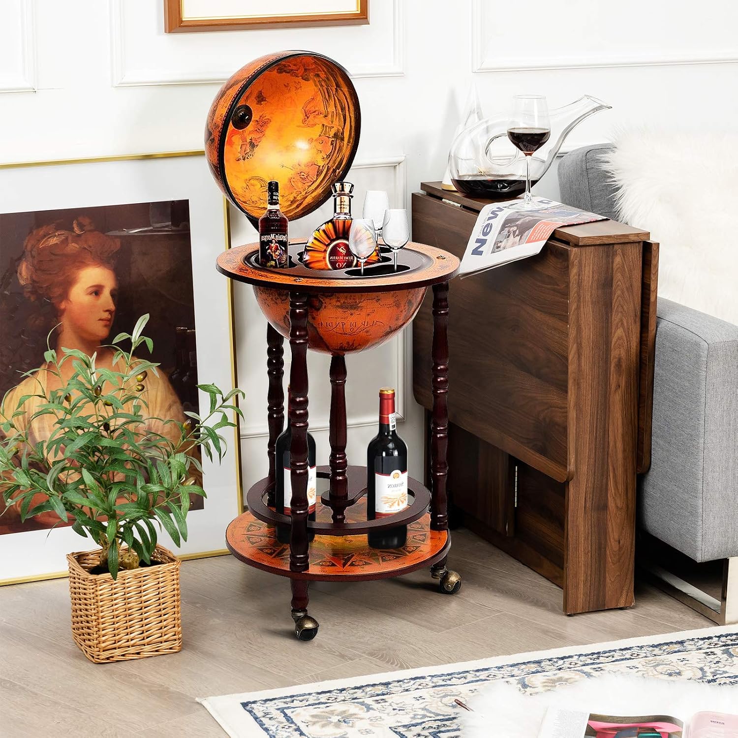 Globe Bar Cart Liquor Bar Cabi - Home Bar Shelves review and price