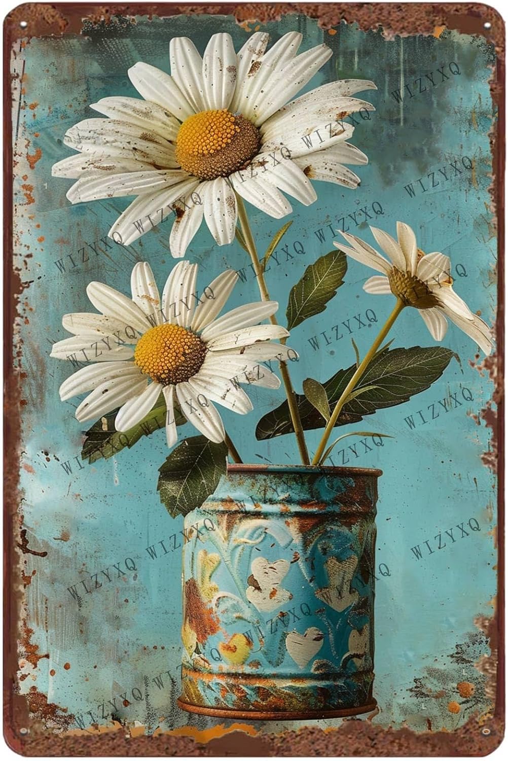 Metal Signs White Daisy Flower - Home Bar And Kitchen review and price