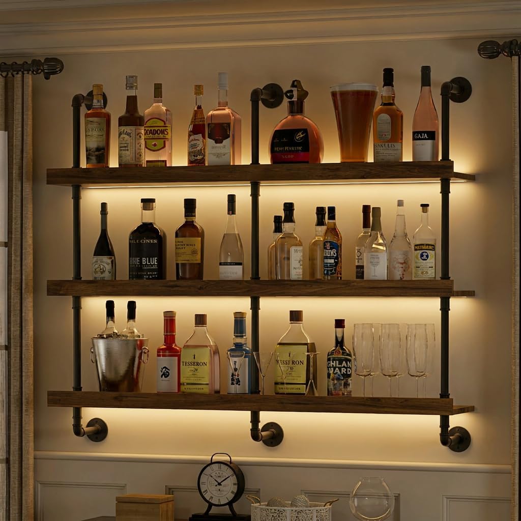 Wall Mounted Wine Rack With LE - Home Bar Shelves review and price