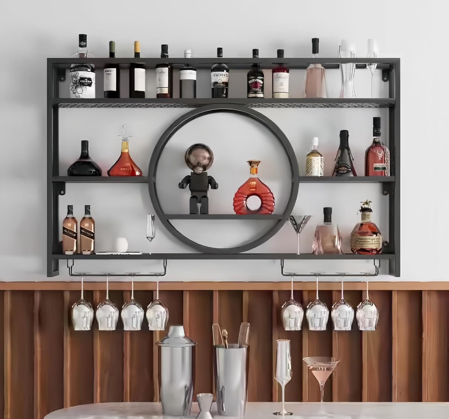 Black Metal Wall Mounted Wine  - Home Bar Shelves review and price