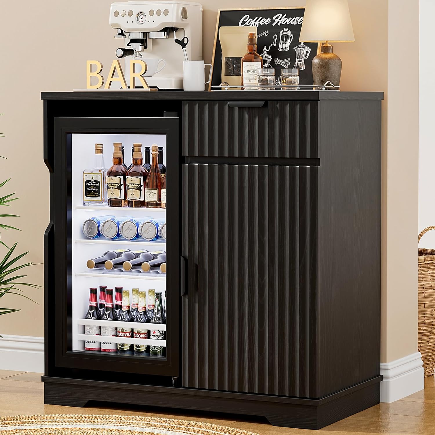 Fluted Mini Fridge Cabinet (Fr - Home Bar And Fridge review and price